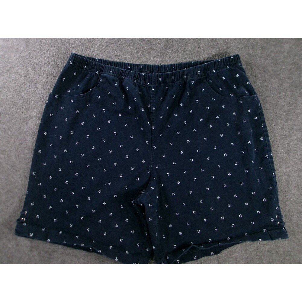 Croft Barrow Shorts Womens 3X Navy Anchor Print Elastic Waist Stretch Causal